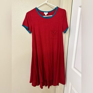 Red with blue trim Lularoe Carly